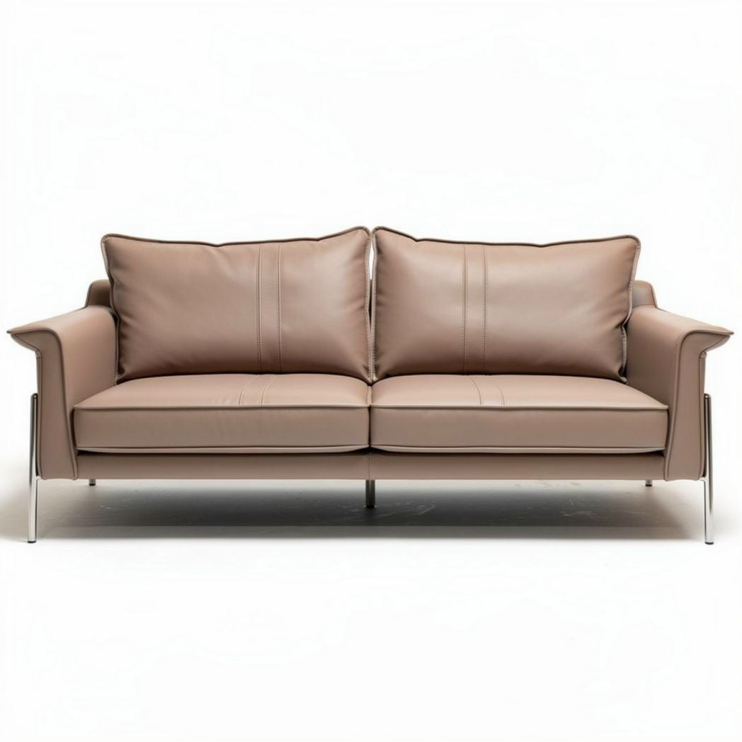 Canapé en cuir beige avec structure en métal dimensions 190 x 85 x 75cm