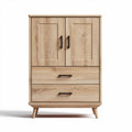 Meuble de rangement en bois naturel avec portes et tiroirs 60 x 40 x 90cm