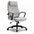 Chaise de bureau ajustable en tissu gris avec accoudoirs et dossier haut 60 x 60 x 120cm