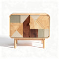 Meuble de rangement en bois avec portes géométriques 60 x 40 x 80cm