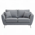 Canapé gris clair en tissu avec coussins 150 x 80 x 70cm pour salon