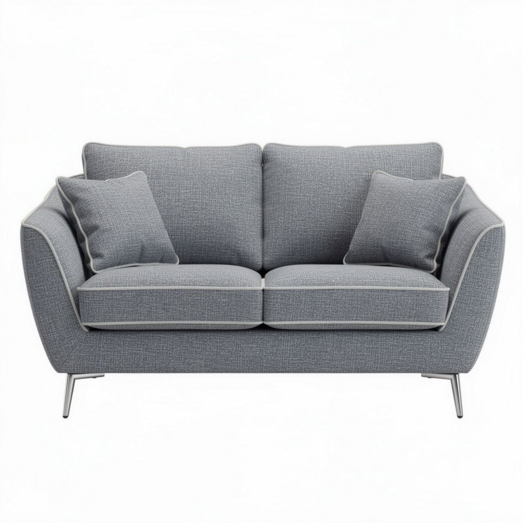 Canapé gris clair en tissu avec coussins 150 x 80 x 70cm pour salon