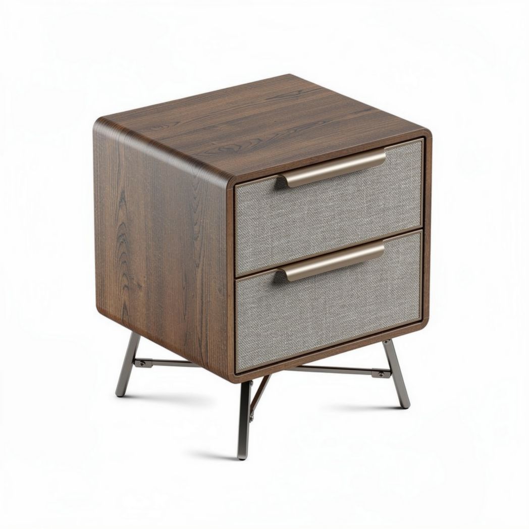 Table de chevet en bois et tissu gris 45 x 40 x 50 cm