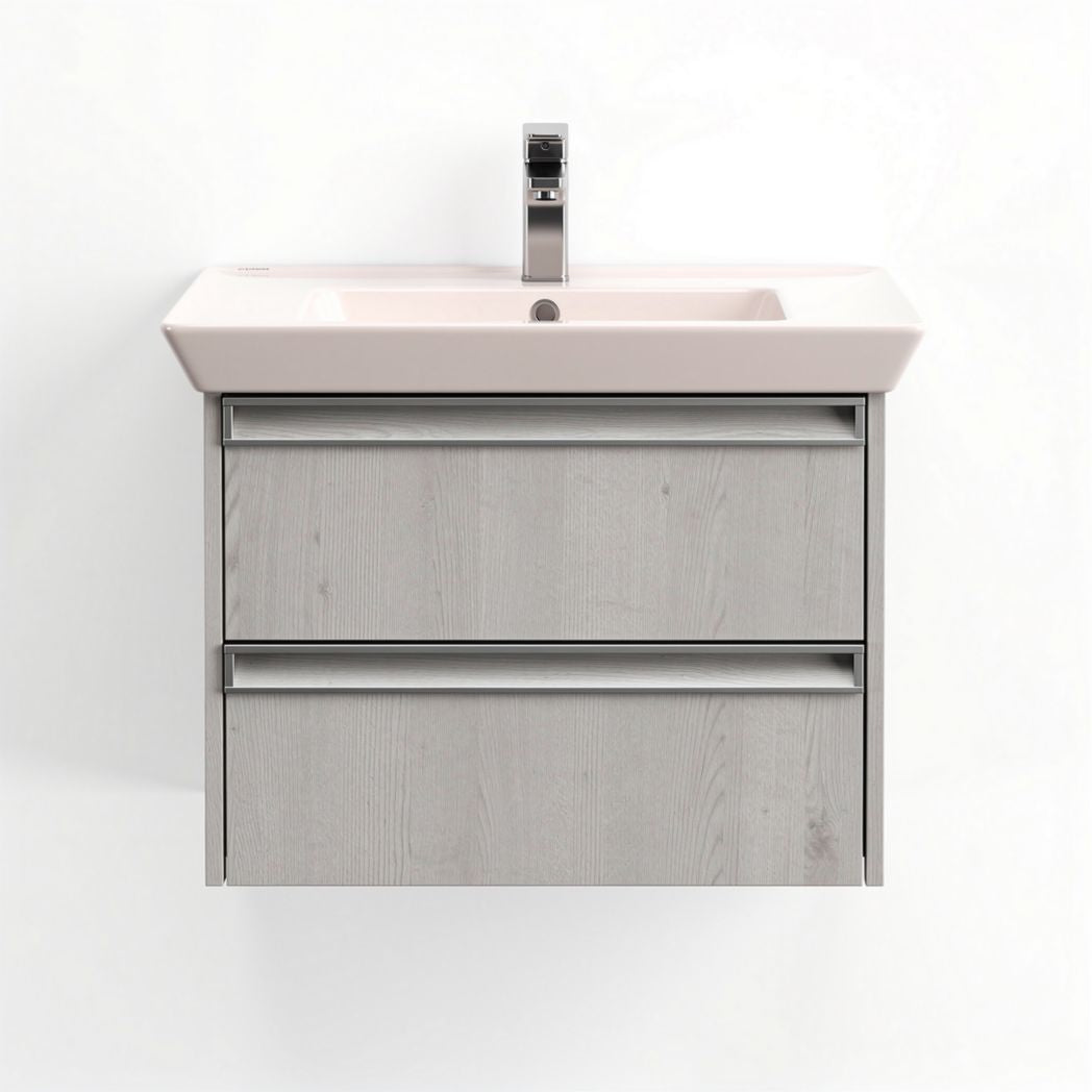 Meuble de salle de bain suspendu gris avec lavabo en céramique 60 x 45 x 40cm