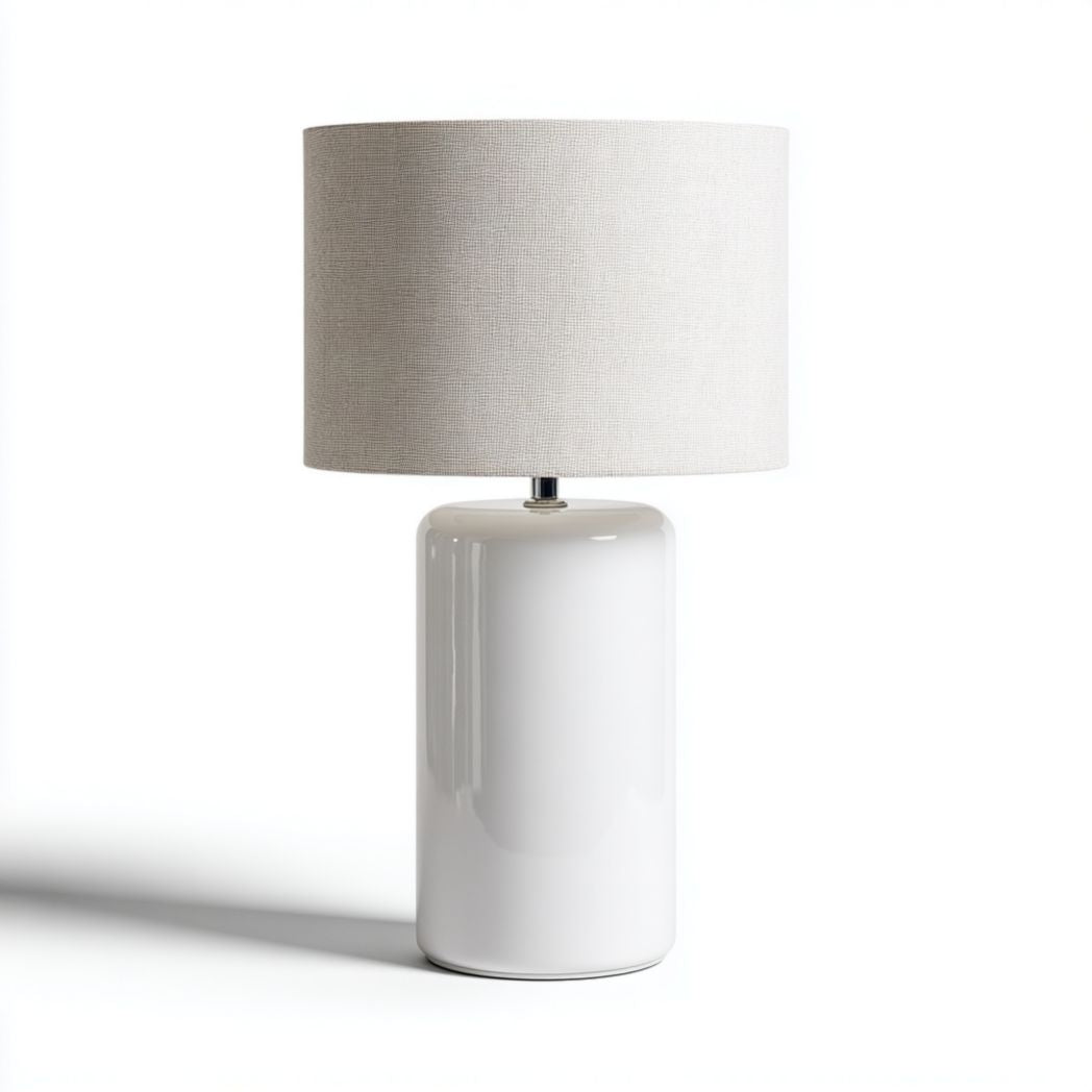 Lampe de table en céramique gris avec abat-jour en tissu 20 x 20 x 45cm
