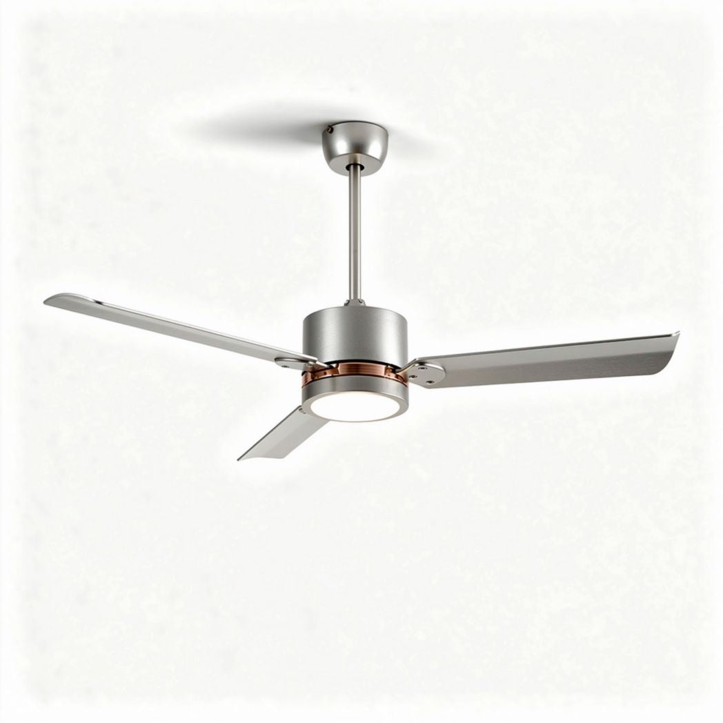 Ventilateur de plafond en métal argenté avec éclairage intégré 120 x 120 x 30cm