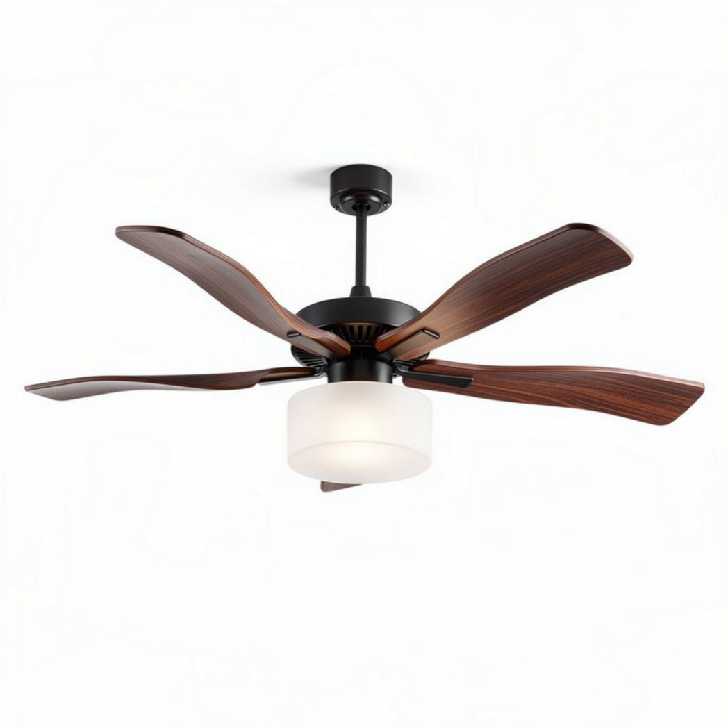 Ventilateur de plafond en métal et bois 120 x 120 x 30 cm avec éclairage intégré