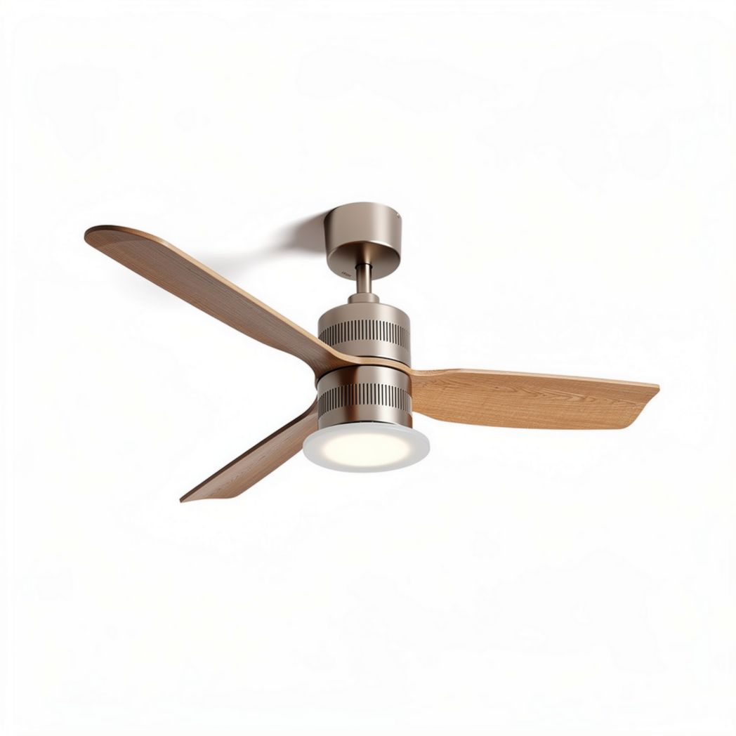 Ventilateur de plafond en bois et métal avec éclairage intégré 60 x 60 x 30 cm