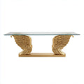 Table basse en verre transparent avec base en métal doré dimensions 120 x 40 x 75cm
