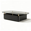 Table basse en verre et métal noir 120 x 60 x 40cm pour salon moderne
