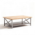 Table basse rectangulaire en bois et métal 120 x 60 x 45cm avec étagère inférieure
