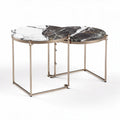 Table basse en marbre noir et blanc avec structure en métal doré 50 x 50 x 45cm