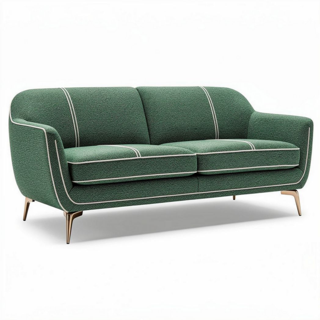 Canapé moderne vert en tissu avec pieds en métal 200 x 90 x 85 cm